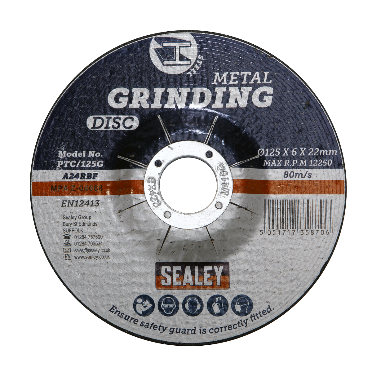 Sealey PTC/125G 125 x 6mm Grinding Disc 22mm Bore