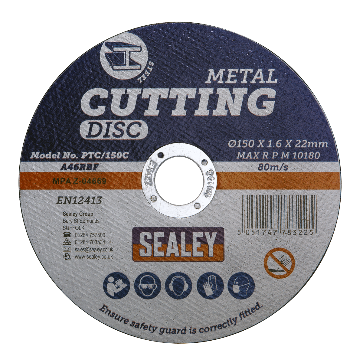 Sealey PTC/150C 150 x 1.6mm Cutting Disc 22mm Bore