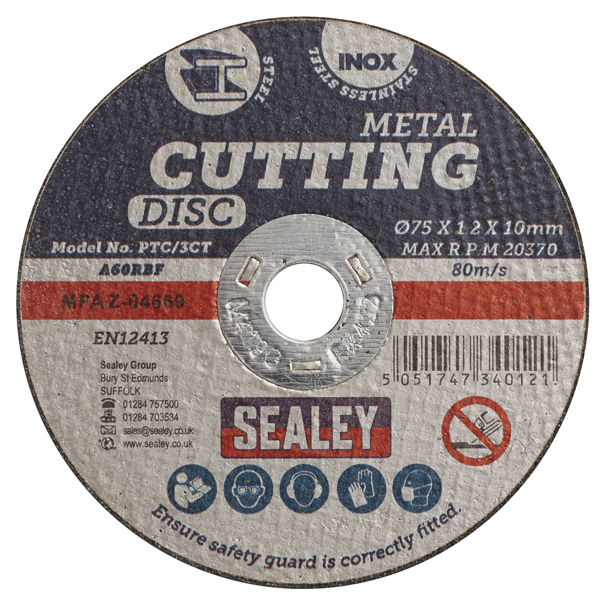 Sealey PTC/3CT 75 x 1.2mm Cutting Disc 10mm Bore