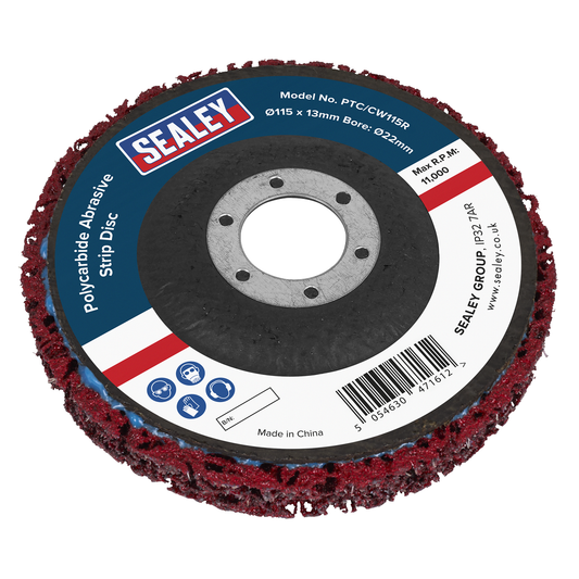 Sealey PTC/CW115R Polycarbide Abrasive Strip Disc 115 x 13 x 22mm - Red