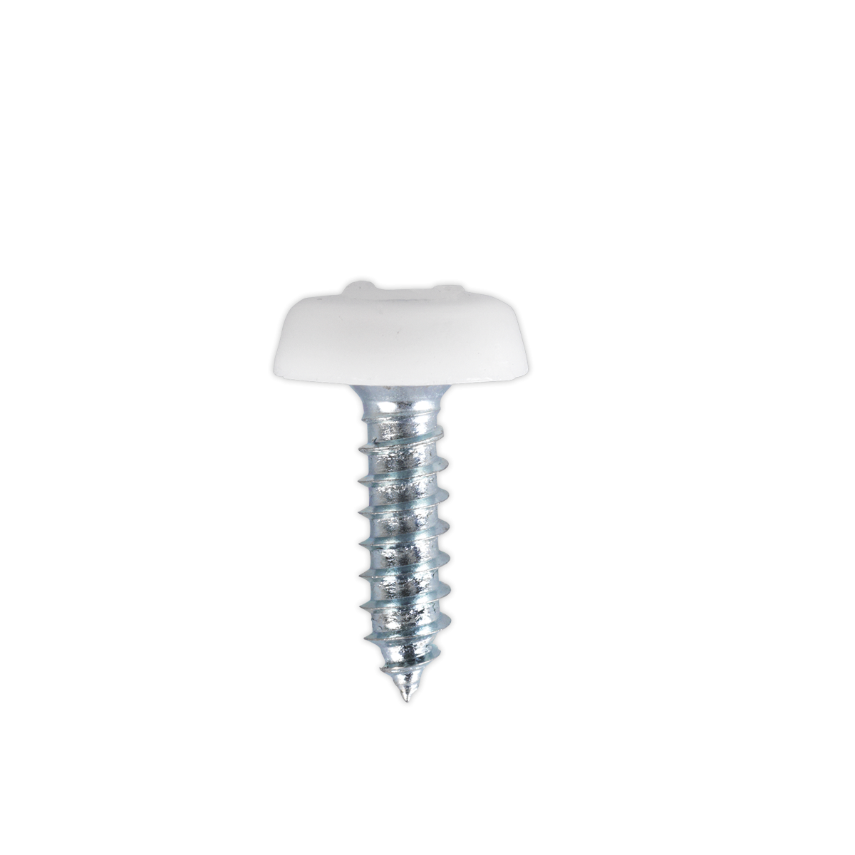 Sealey PTNP1 Numberplate Screw with Plastic Enclosed Head 4.8 x 18mm, White - Pack of 50