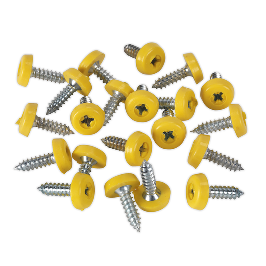 Sealey PTNP2 Numberplate Screw with Plastic Enclosed Head 4.8 x 18mm, Yellow - Pack of 50