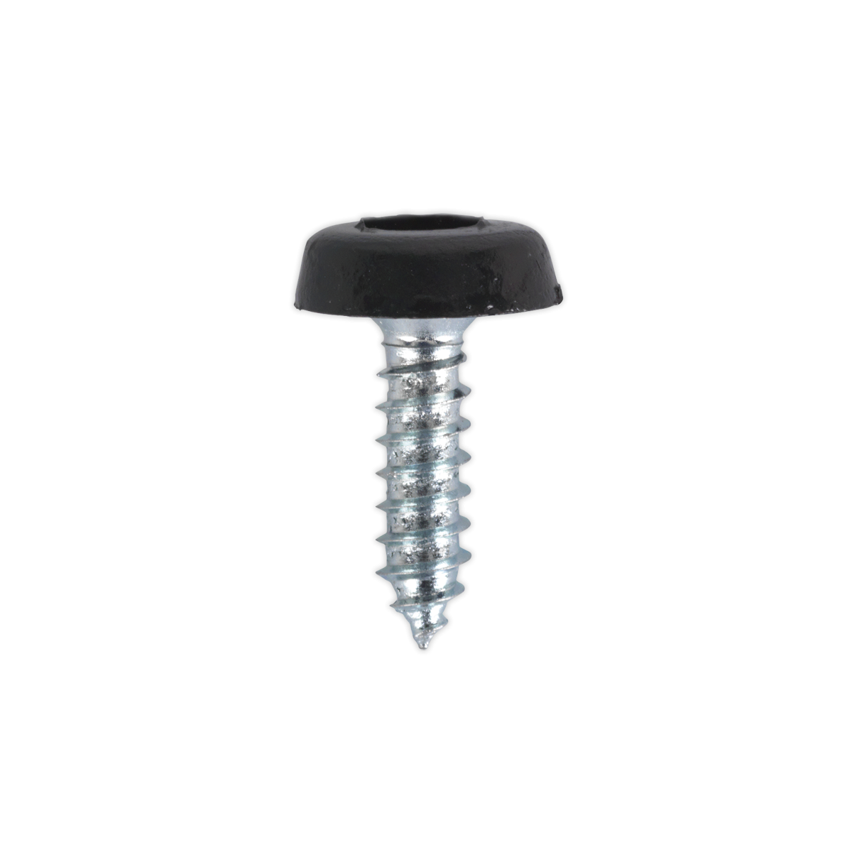 Sealey PTNP3 Numberplate Screw with Plastic Enclosed Head 4.8 x 18mm, Black - Pack of 50