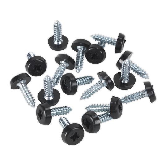 Sealey PTNP3 Numberplate Screw with Plastic Enclosed Head 4.8 x 18mm, Black - Pack of 50