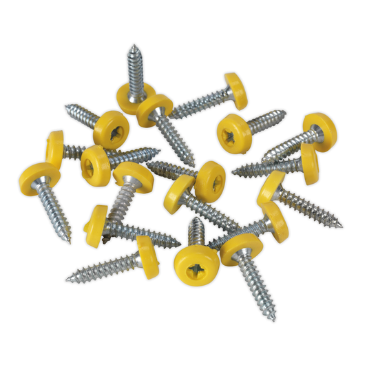 Sealey PTNP6 Numberplate Screw with Plastic Enclosed Head 4.8 x 24mm, Yellow - Pack of 50