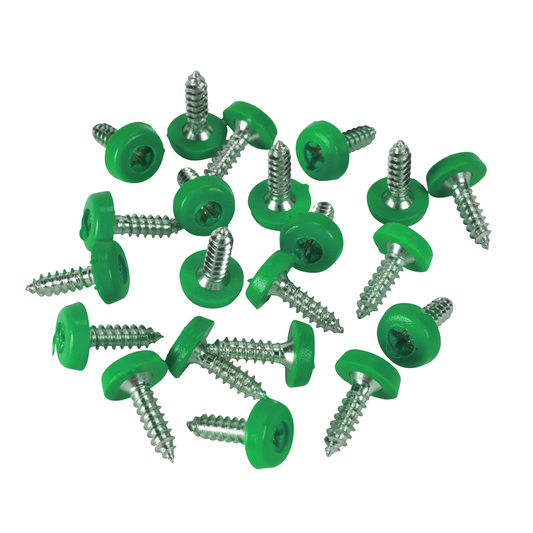 Sealey PTNPG Numberplate Screws 4.8 x 18mm, Green - Pack of 50