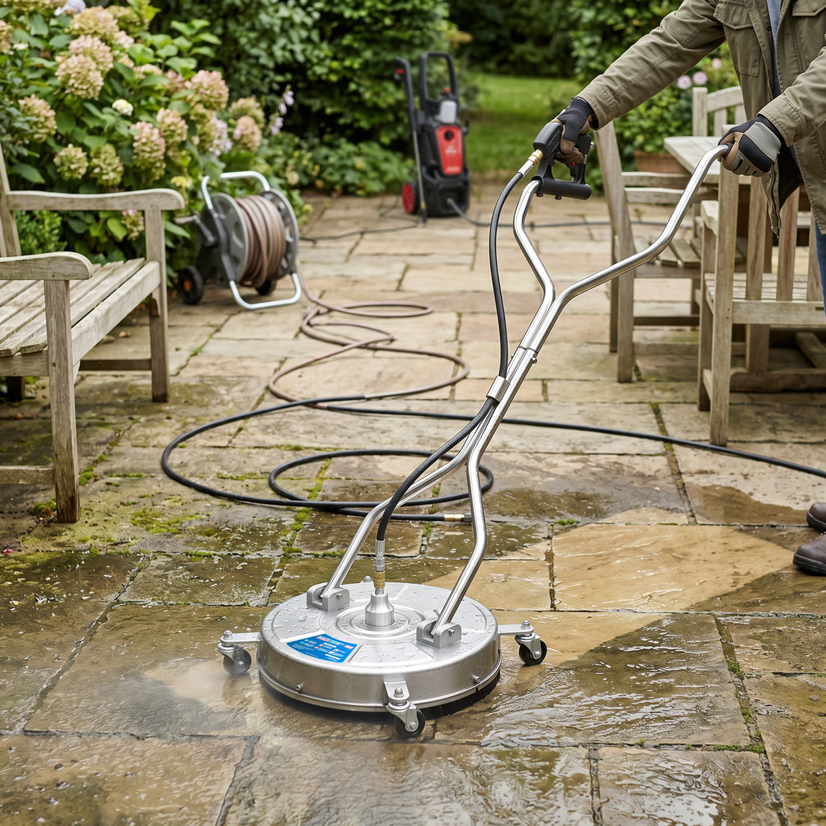 Sealey PWAK18 18" Surface Cleaner with Dual Handle & Rotating Spray Bar - Stainless Steel