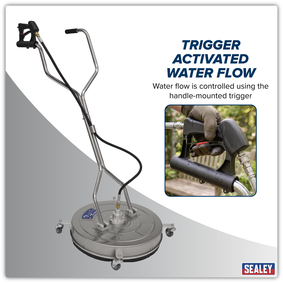 Sealey PWAK24 24" Surface Cleaner with Dual Handle & Rotating Spray Bar - Stainless Steel