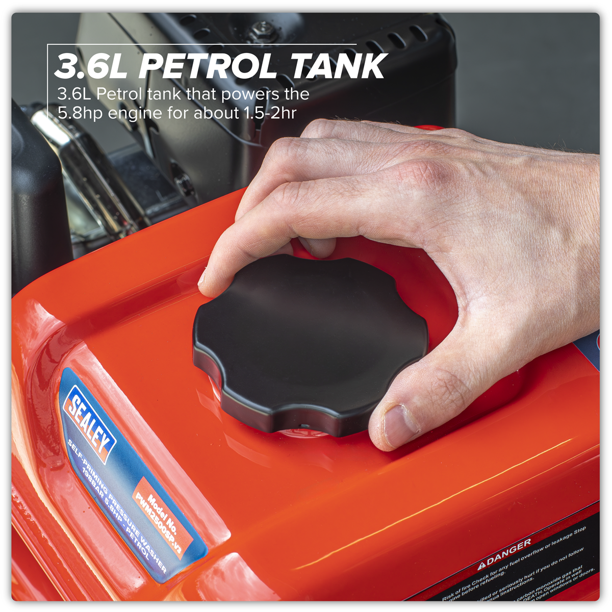 Sealey PWM2500SP Pressure Washer 198bar 513L/hr Self-Priming 5.8hp Petrol