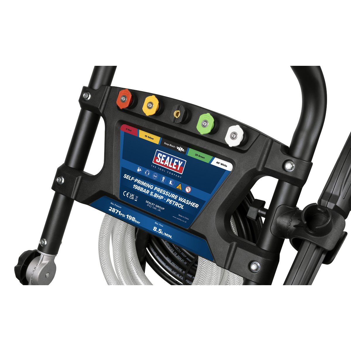 Sealey PWM2500SP Pressure Washer 198bar 513L/hr Self-Priming 5.8hp Petrol