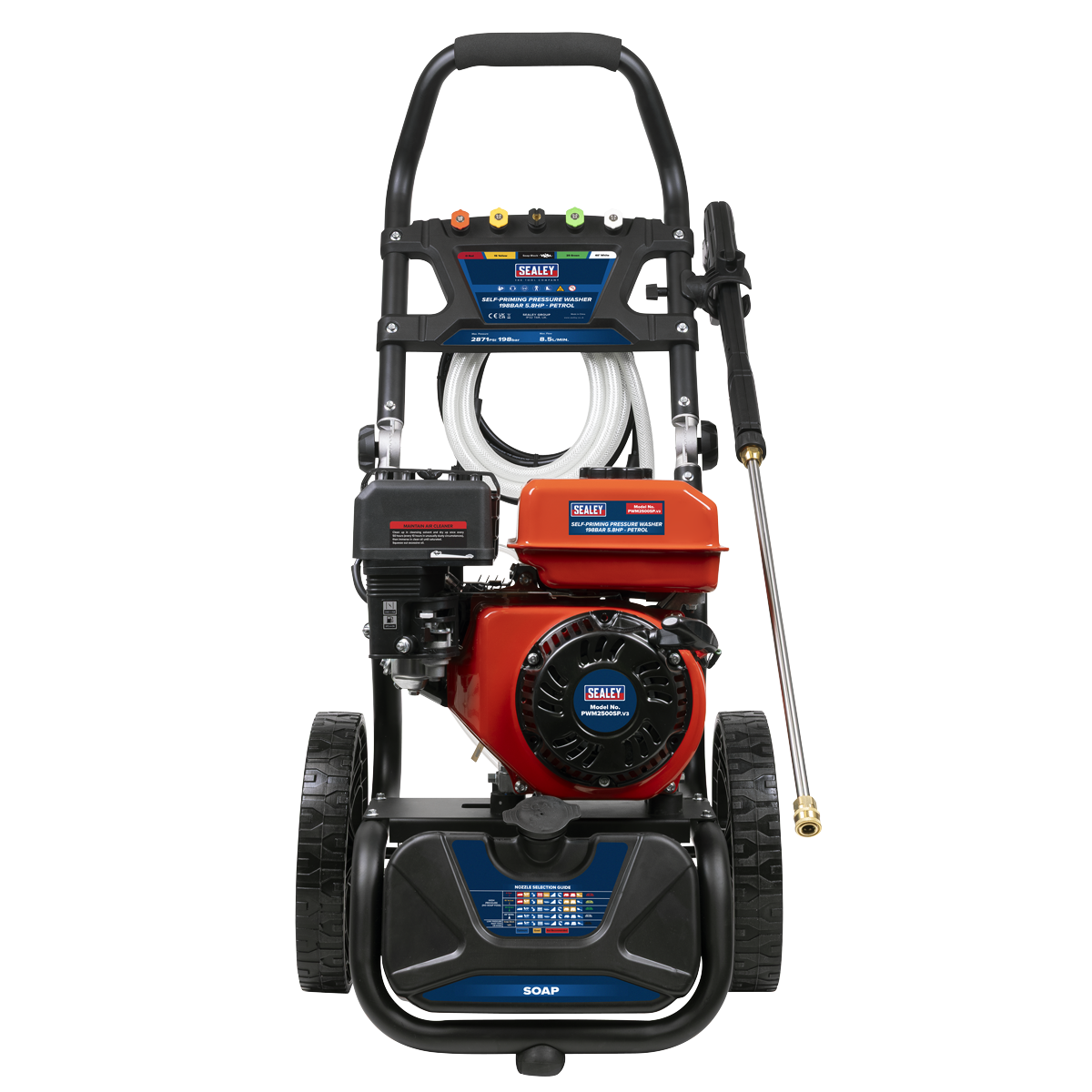 Sealey PWM2500SP Pressure Washer 198bar 513L/hr Self-Priming 5.8hp Petrol