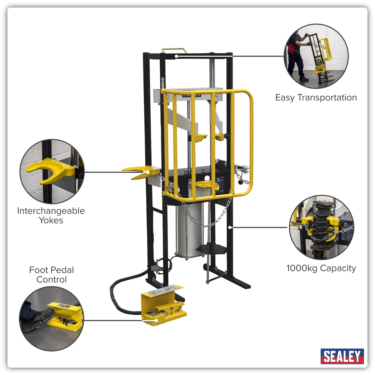 Sealey RE300 Air Operated Coil Spring Compressor 1000kg