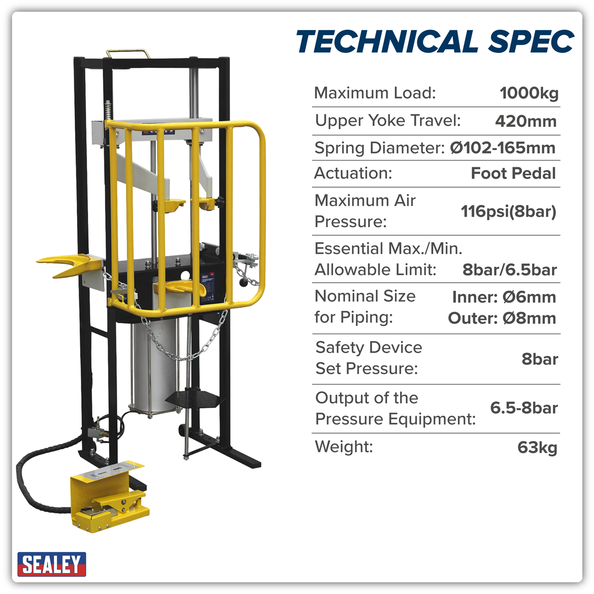Sealey RE300 Air Operated Coil Spring Compressor 1000kg