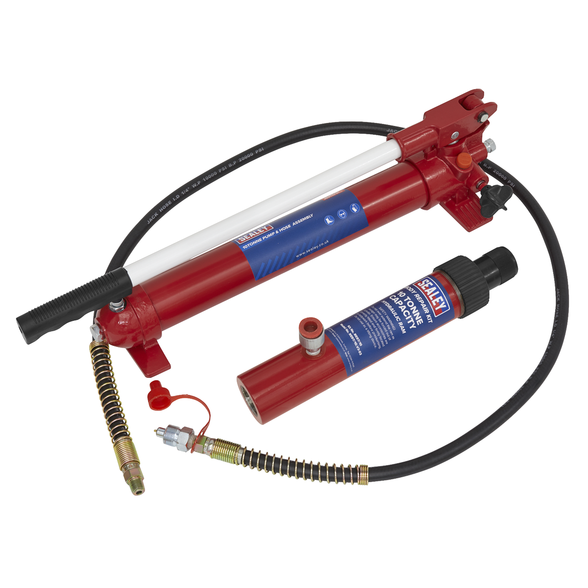 Sealey RE97.10-COMBO Snap Push Ram with Pump & Hose Assembly 10 Tonne