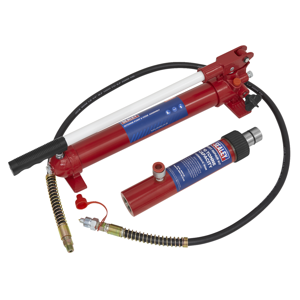 Sealey RE97.10-COMBO Snap Push Ram with Pump & Hose Assembly 10 Tonne