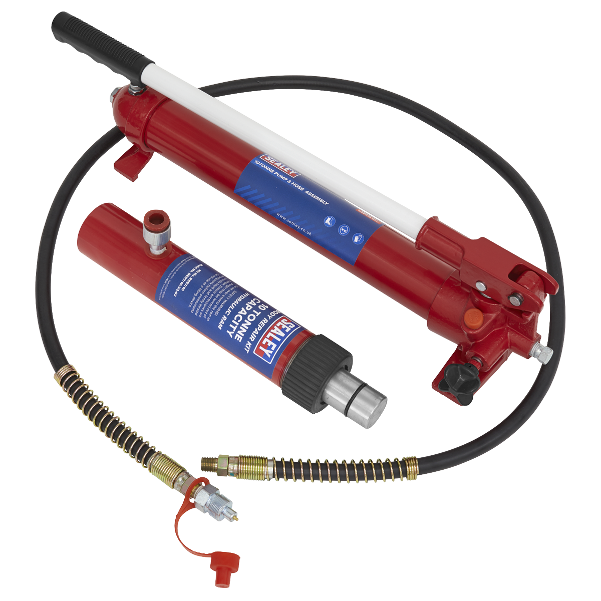 Sealey RE97.10-COMBO Snap Push Ram with Pump & Hose Assembly 10 Tonne