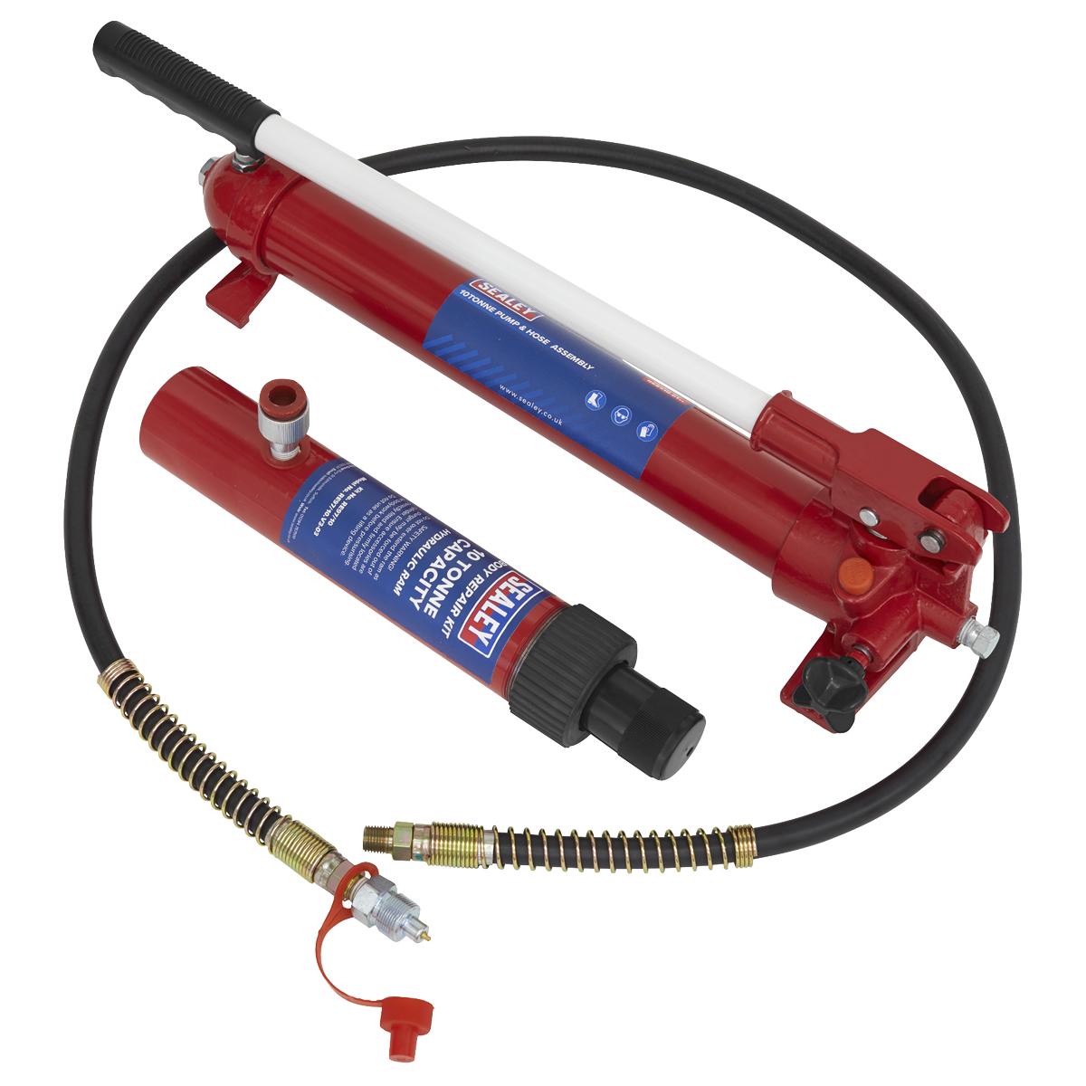 Sealey RE97.10-COMBO Snap Push Ram with Pump & Hose Assembly 10 Tonne
