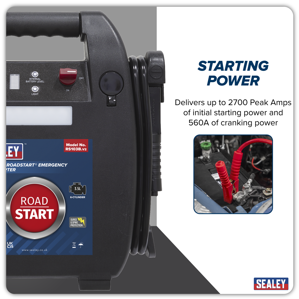 Sealey RS103B RoadStart® 12V Emergency Jump Starter 2700 Peak Amps