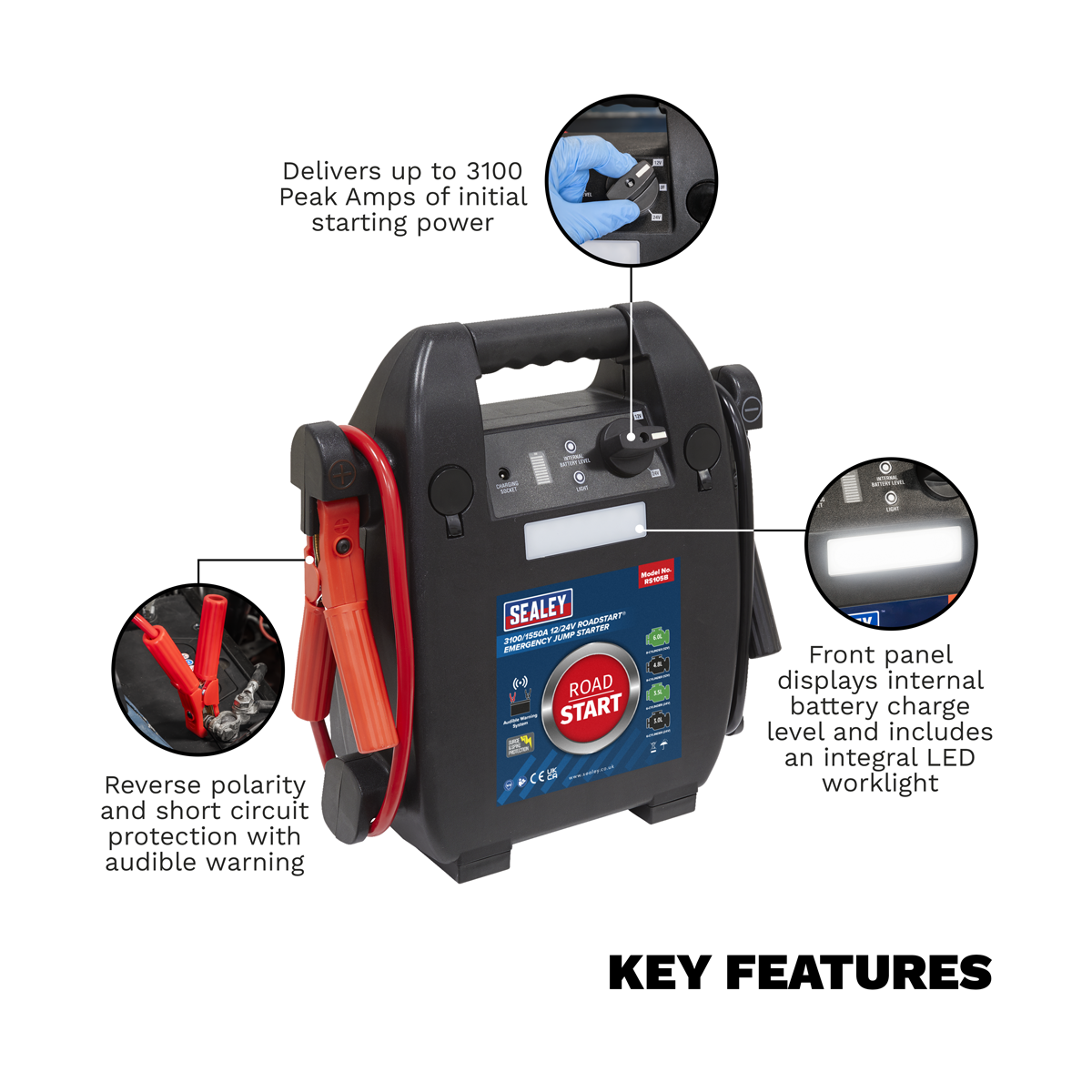 Sealey RS105B RoadStart® 12/24V Emergency 8-Cylinder Jump Starter 6L