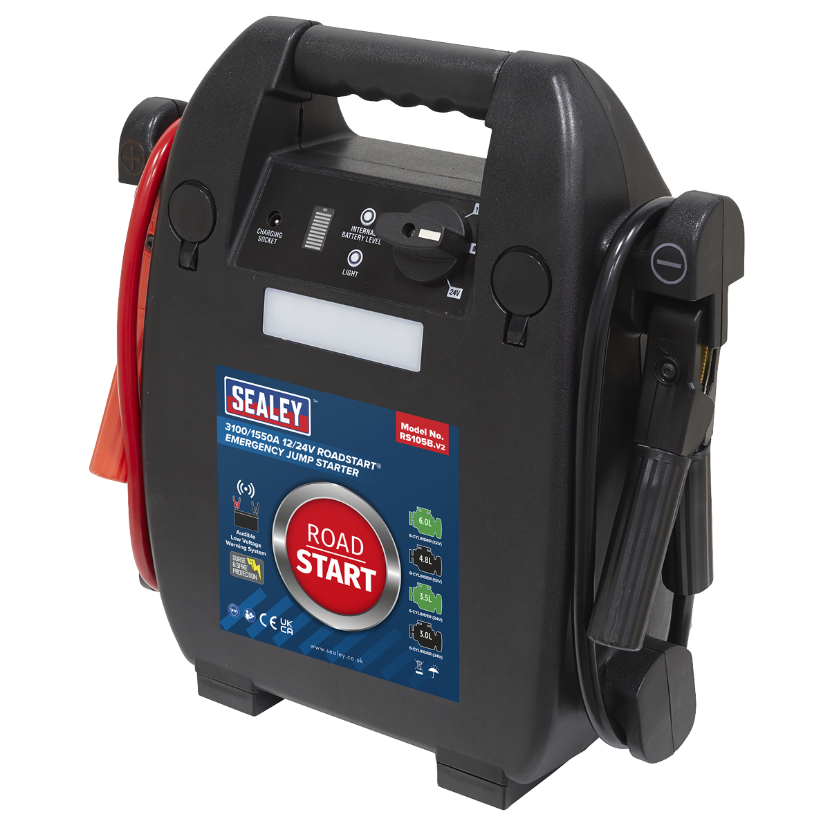 Sealey RS105B RoadStart® 12/24V Emergency 8-Cylinder Jump Starter 6L
