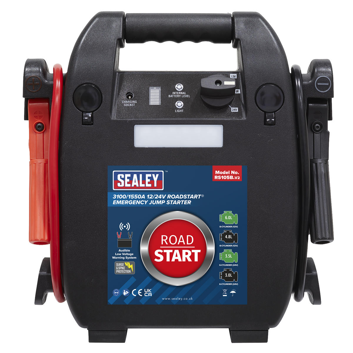 Sealey RS105B RoadStart® 12/24V Emergency 8-Cylinder Jump Starter 6L