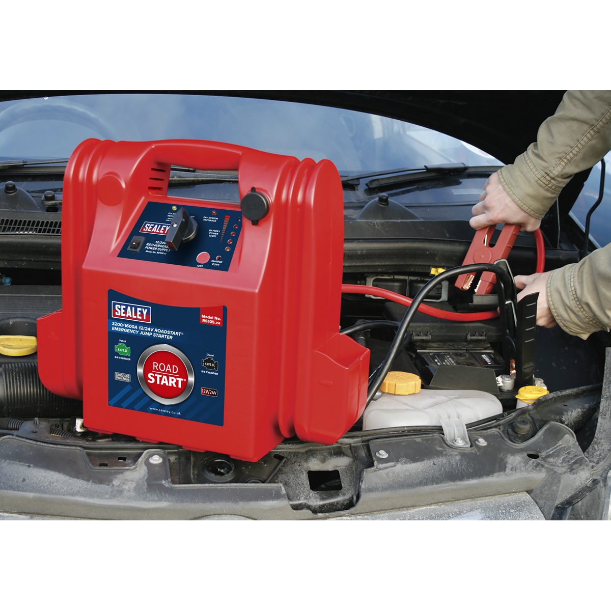 Sealey RS105 RoadStart® 12/24V Emergency Jump Starter 3200/1600 Peak Amps