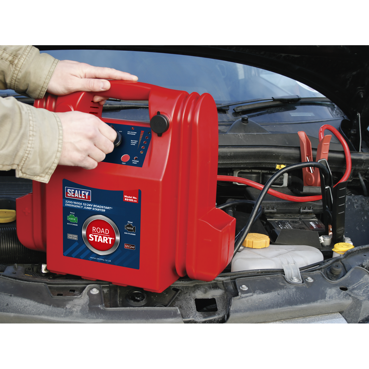 Sealey RS105 RoadStart® 12/24V Emergency Jump Starter 3200/1600 Peak Amps