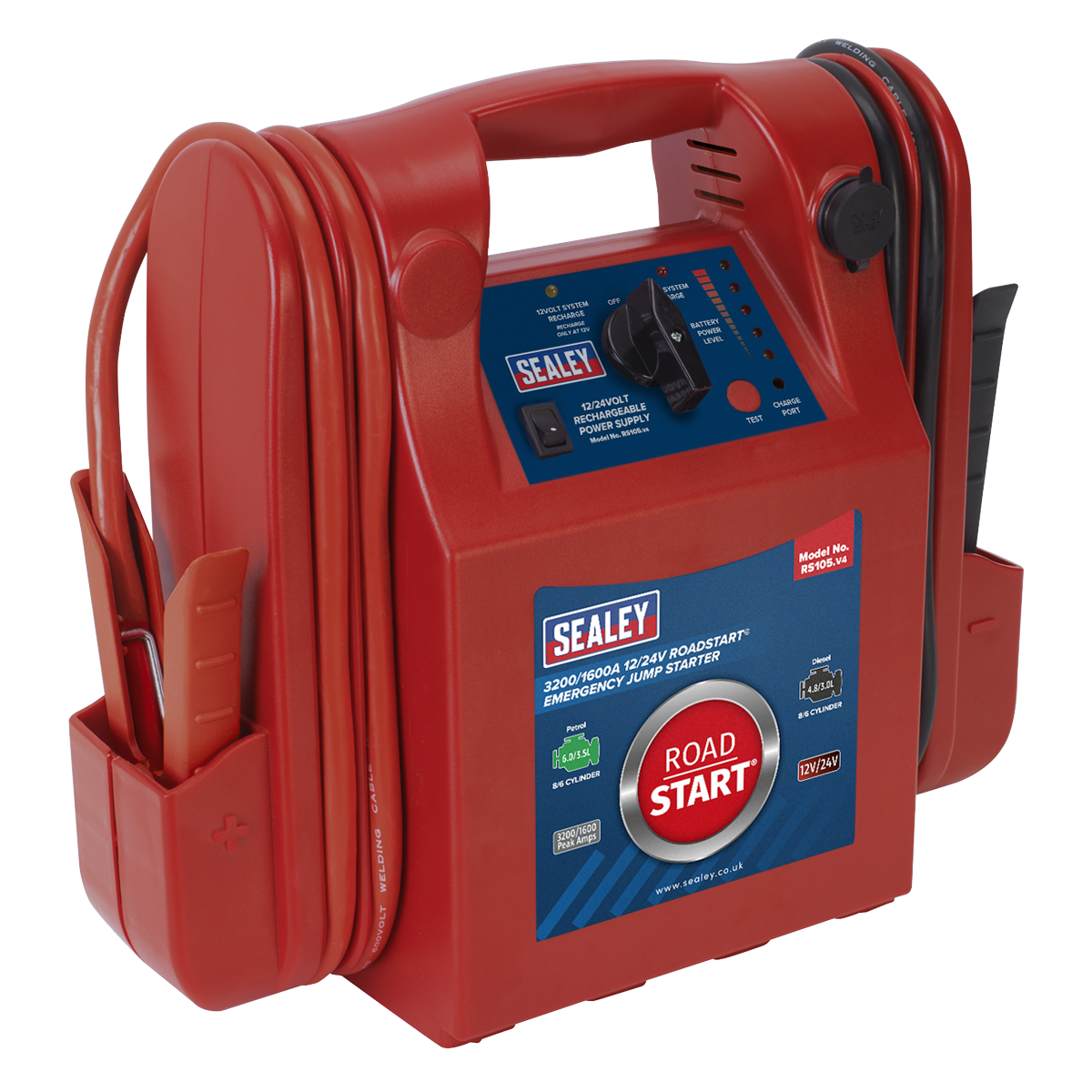 Sealey RS105 RoadStart® 12/24V Emergency Jump Starter 3200/1600 Peak Amps