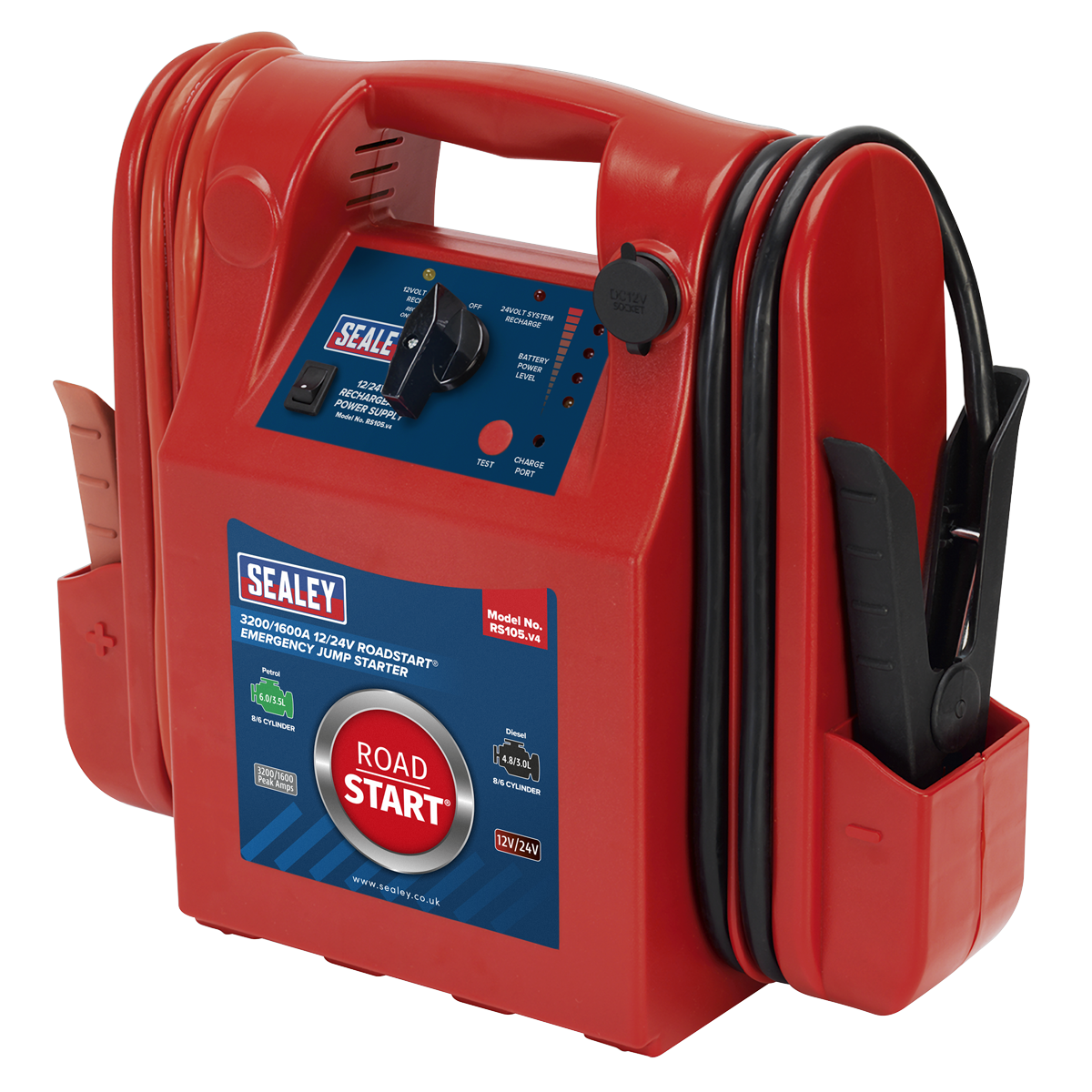 Sealey RS105 RoadStart® 12/24V Emergency Jump Starter 3200/1600 Peak Amps