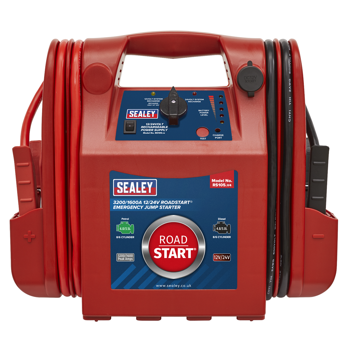 Sealey RS105 RoadStart® 12/24V Emergency Jump Starter 3200/1600 Peak Amps