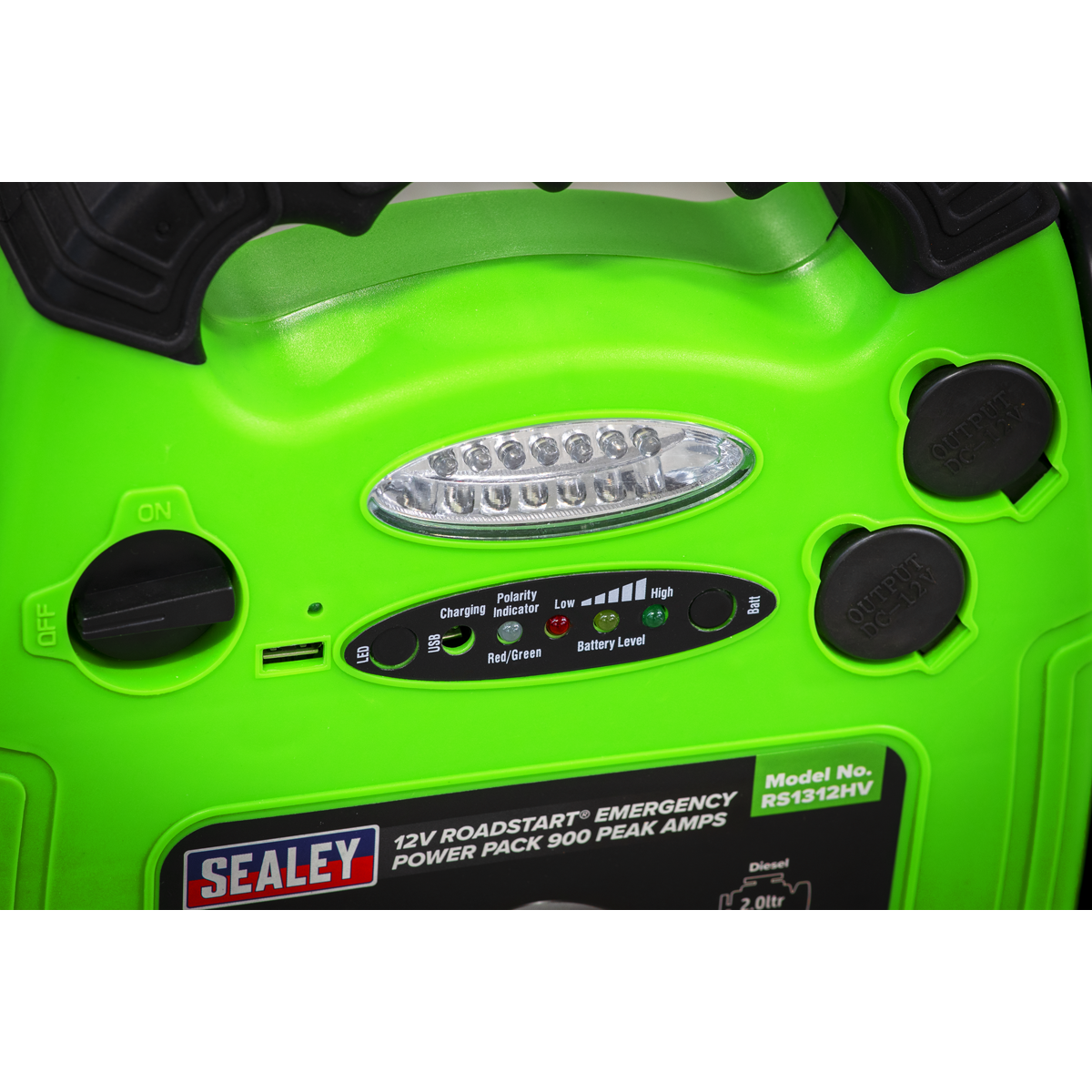 Sealey RS1312HV RoadStart® 12V Emergency Jump Starter 900 Peak Amps - Hi-Vis Green