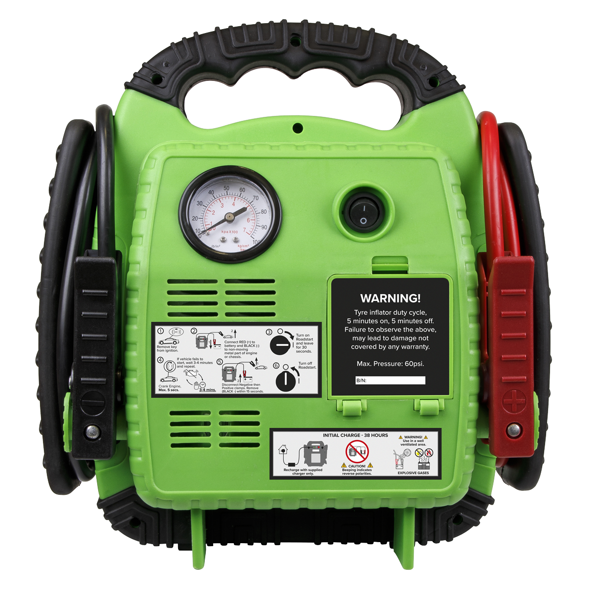 Sealey RS1322HV RoadStart® 12V Emergency Jump Starter with Air Compressor 900 Peak Amps