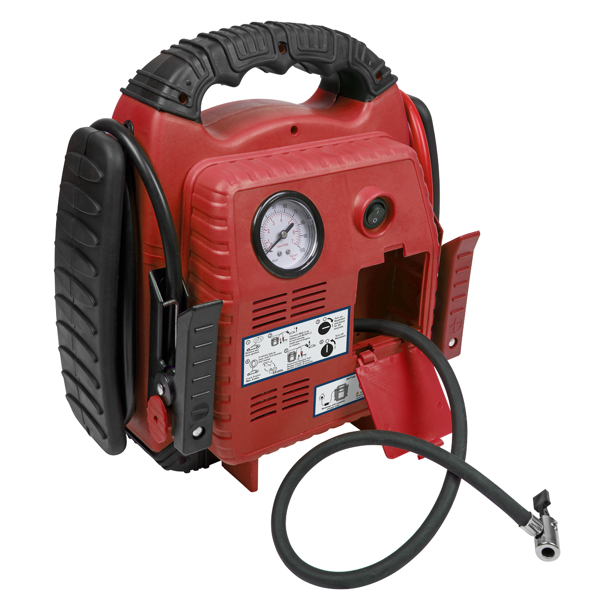 Sealey RS132 RoadStart® 12V Emergency Jump Starter with Air Compressor 900 Peak Amps