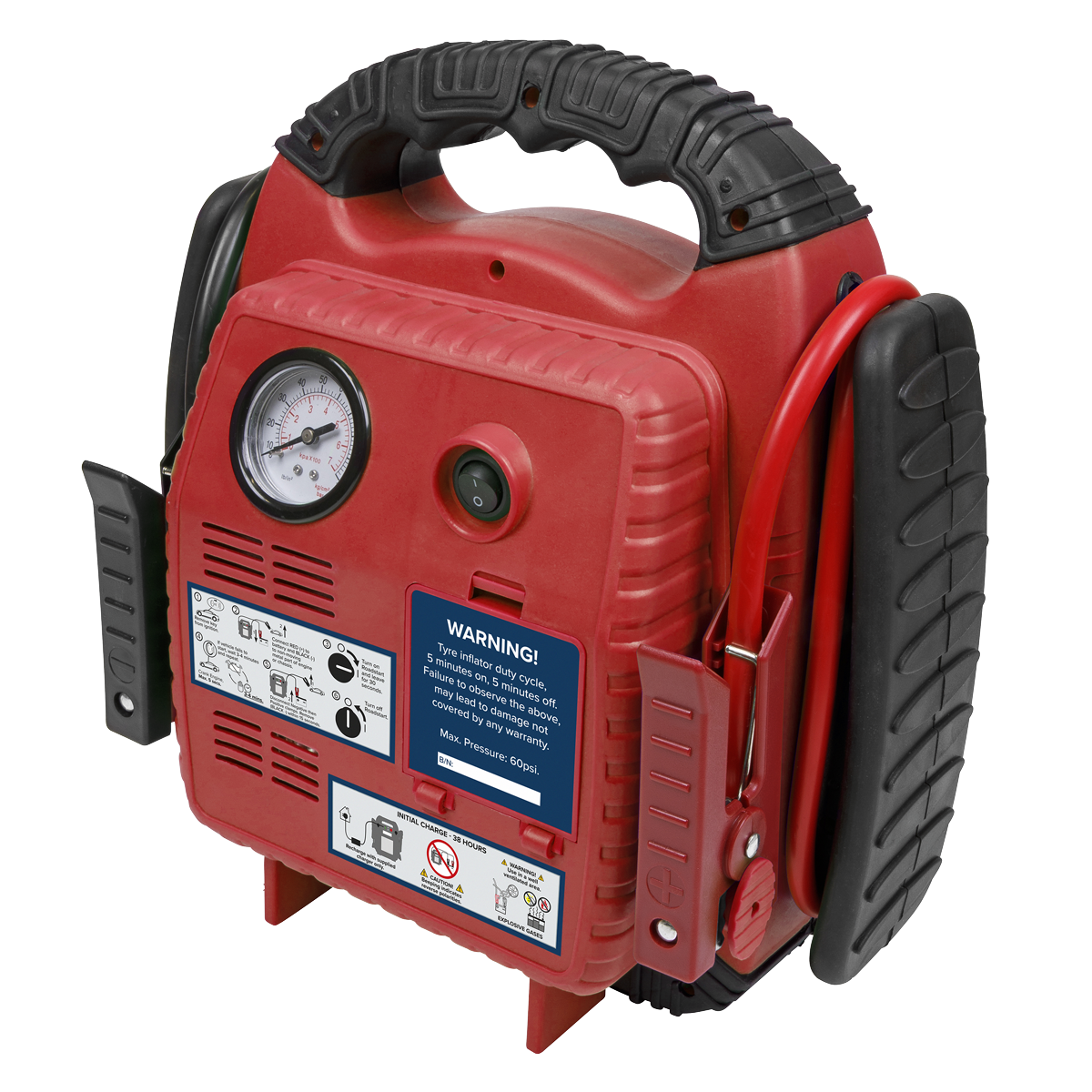 Sealey RS132 RoadStart® 12V Emergency Jump Starter with Air Compressor 900 Peak Amps