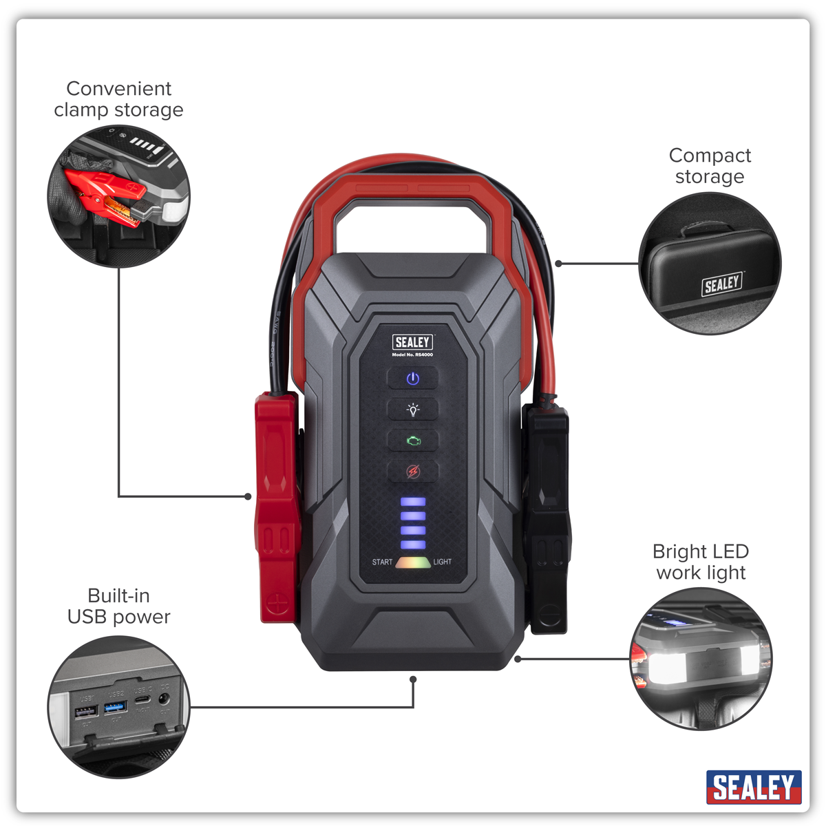 Sealey RS4000 RoadStart® 12V Jump Starter Power Pack 4000A