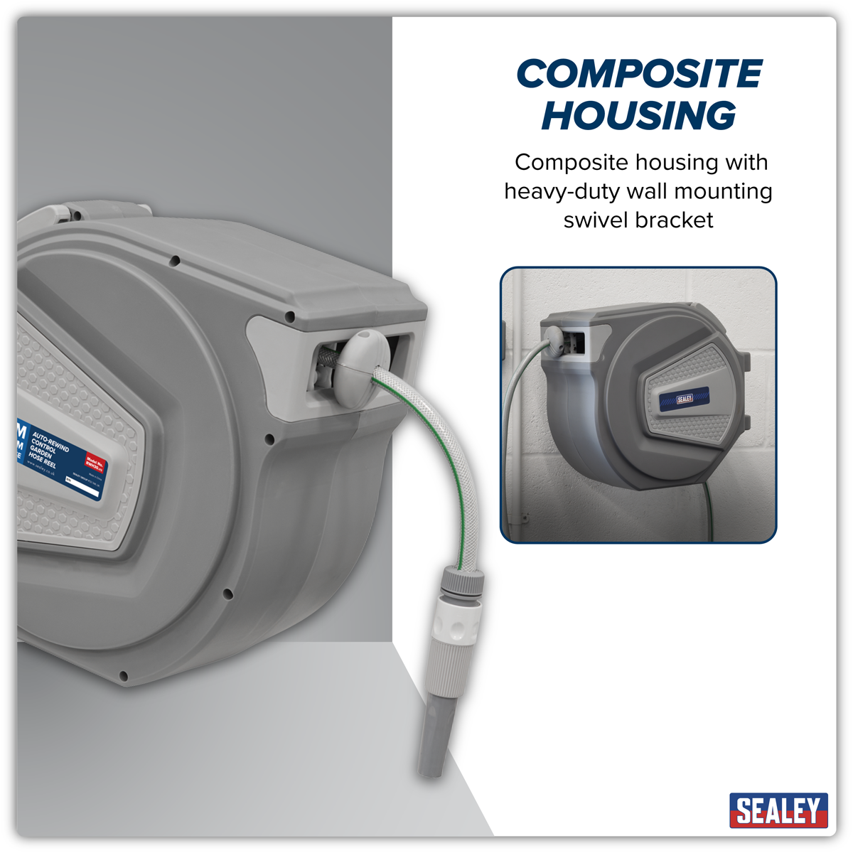 Sealey RWH30 Auto-Rewind Control Garden Hose Reel 30m