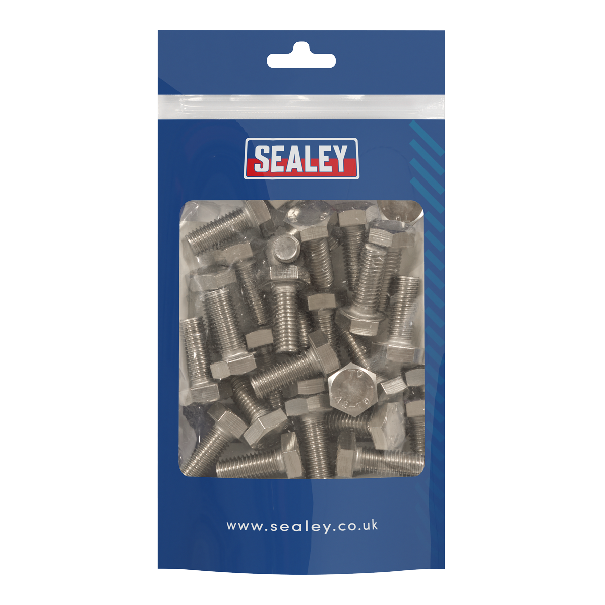 Sealey S1025 Stainless Steel Hex Head Set Screw M10 X 25 A2, DIN 933 - Pack of 25