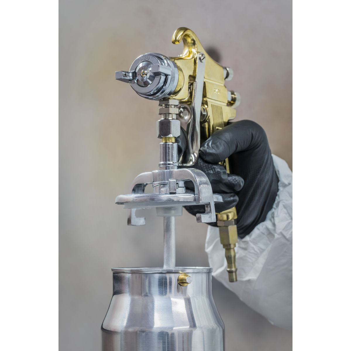 Sealey S701 Workshop Gold Series Suction Feed Spray Gun 1.8mm Set-Up