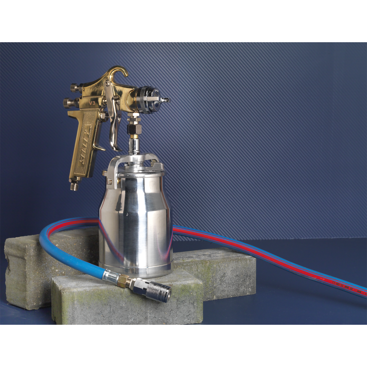 Sealey S701 Workshop Gold Series Suction Feed Spray Gun 1.8mm Set-Up