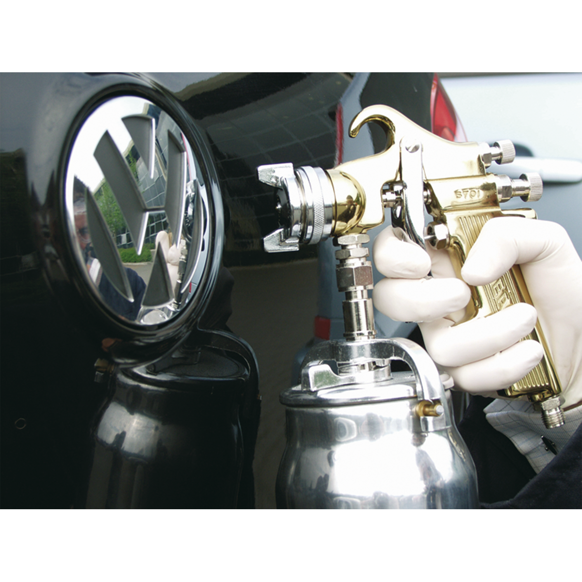 Sealey S701 Workshop Gold Series Suction Feed Spray Gun 1.8mm Set-Up