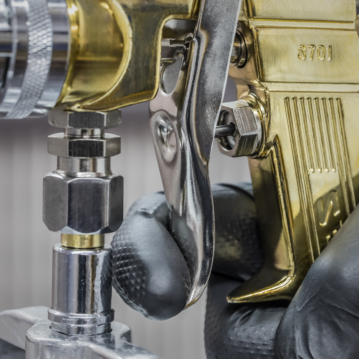 Sealey S701 Workshop Gold Series Suction Feed Spray Gun 1.8mm Set-Up
