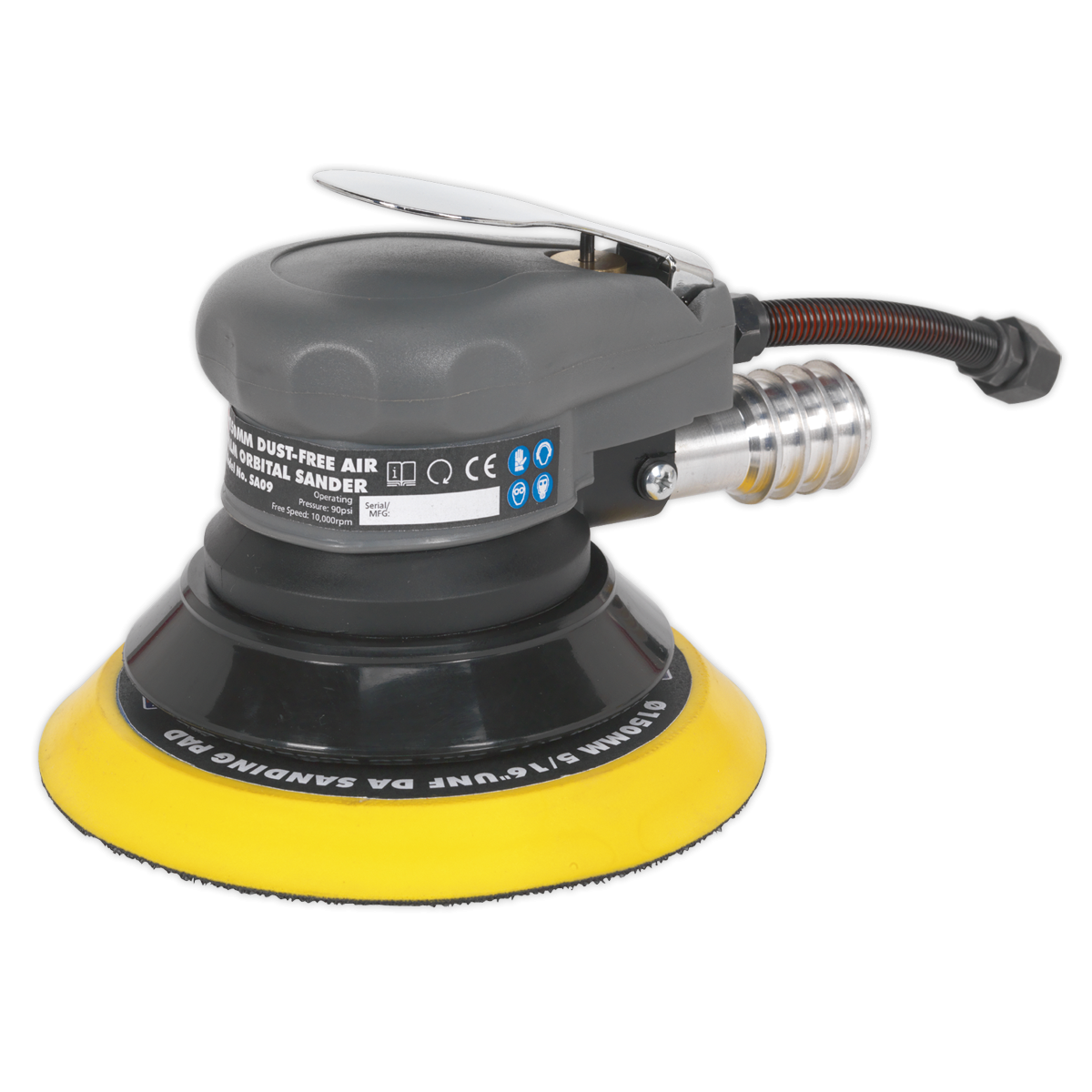 Sealey SA09 Dust-Free Air Palm Orbital Sander 150mm