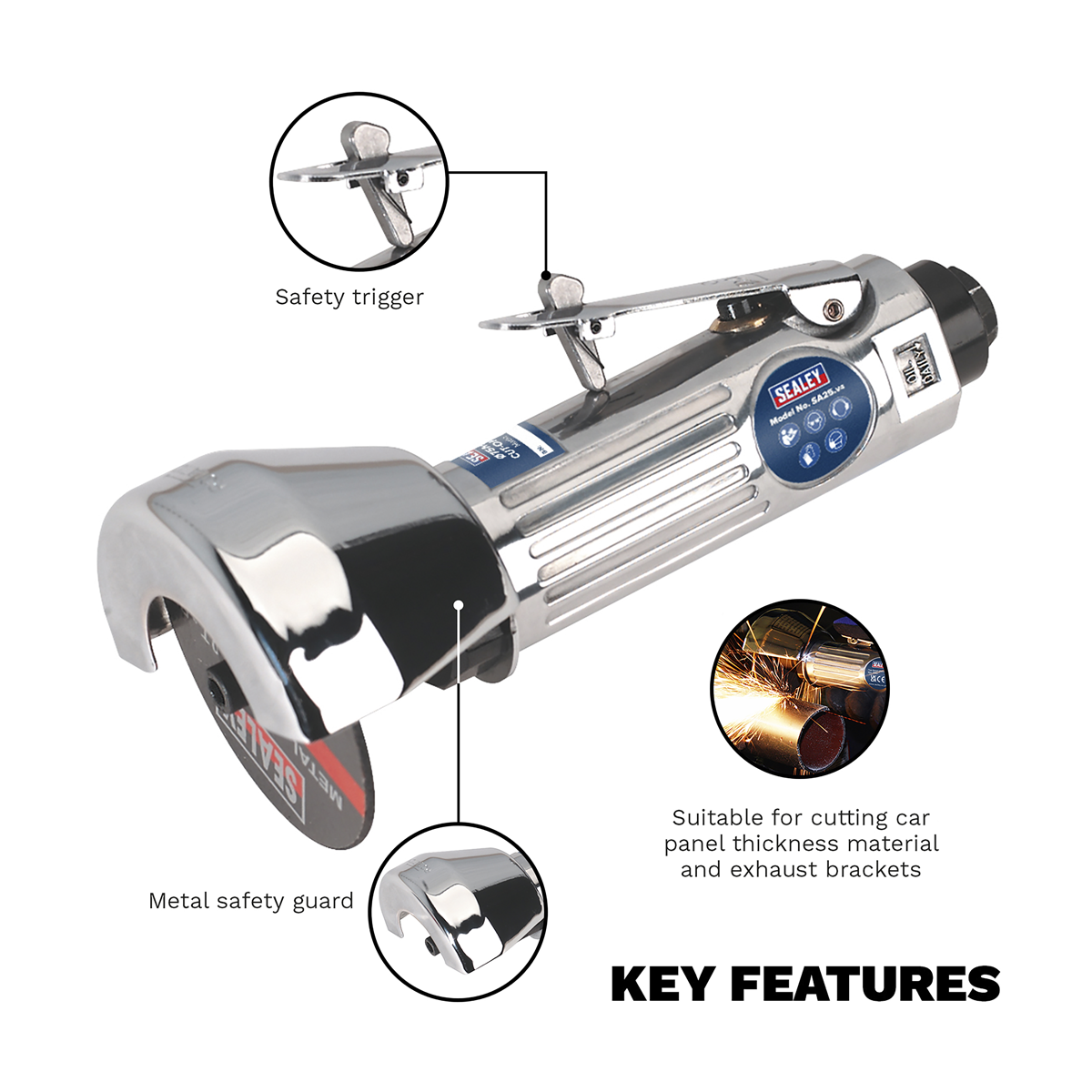 Sealey SA25 Air Cut-Off Tool 75mm