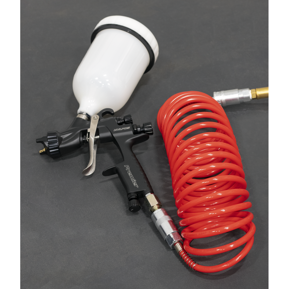 Sealey SA305 PE Coiled Air Hose with Couplings 5m x 5mm