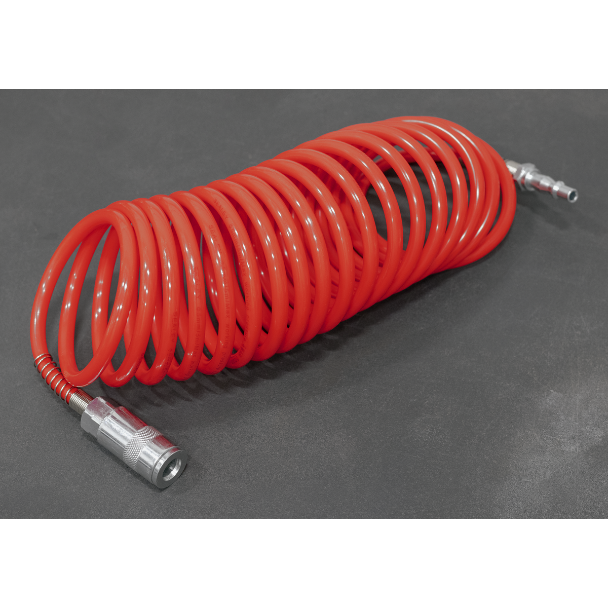 Sealey SA305 PE Coiled Air Hose with Couplings 5m x 5mm