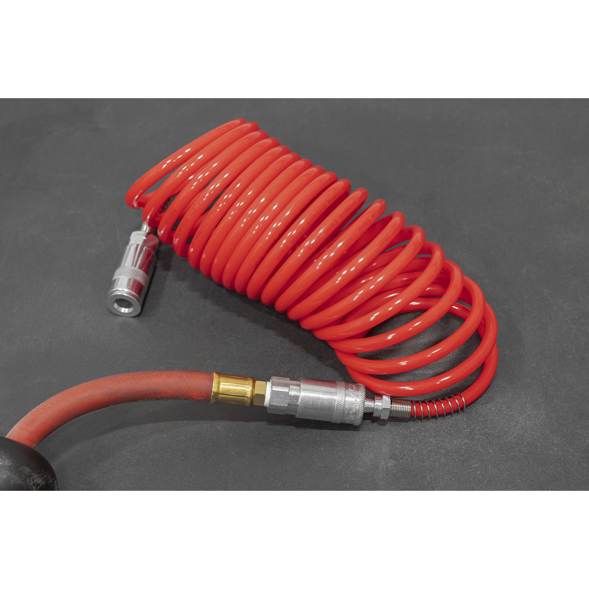 Sealey SA305 PE Coiled Air Hose with Couplings 5m x 5mm