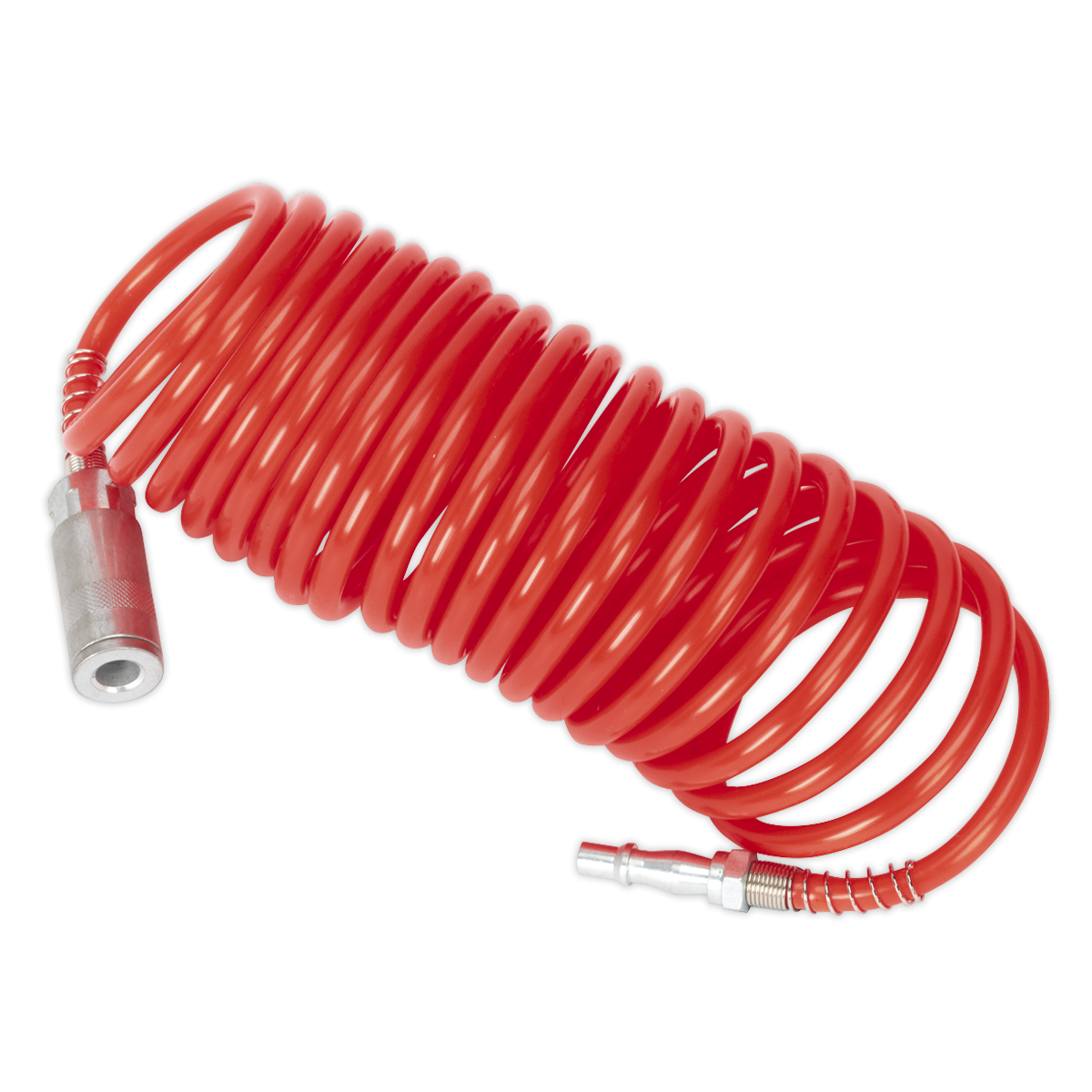 Sealey SA305 PE Coiled Air Hose with Couplings 5m x 5mm