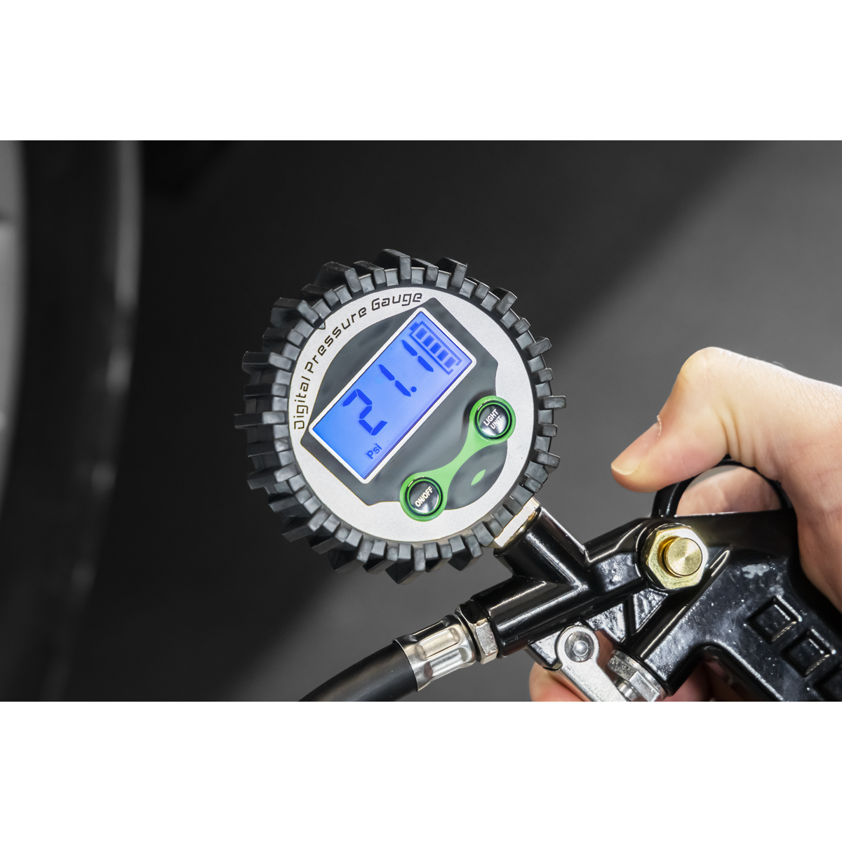 Sealey SA332D Digital Pistol Grip Tyre Inflator with Clip-On Connector