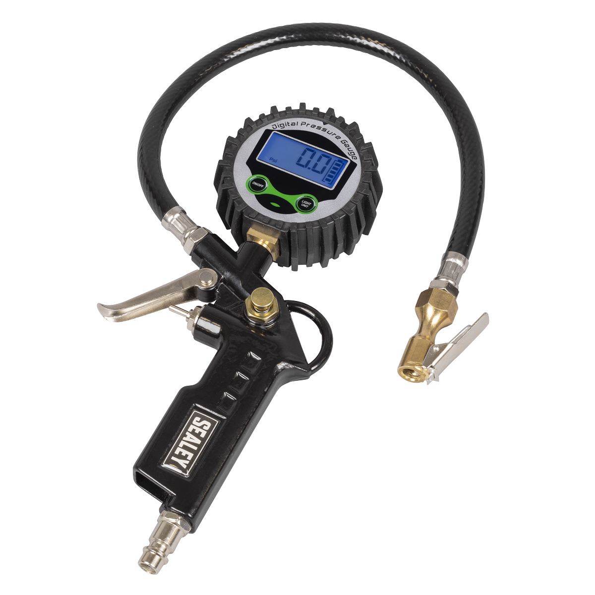 Sealey SA332D Digital Pistol Grip Tyre Inflator with Clip-On Connector