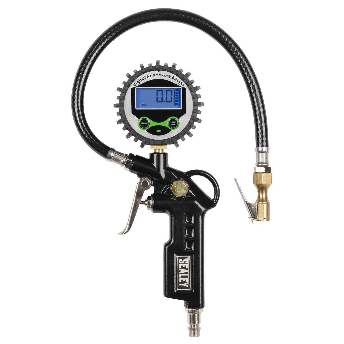 Sealey SA332D Digital Pistol Grip Tyre Inflator with Clip-On Connector